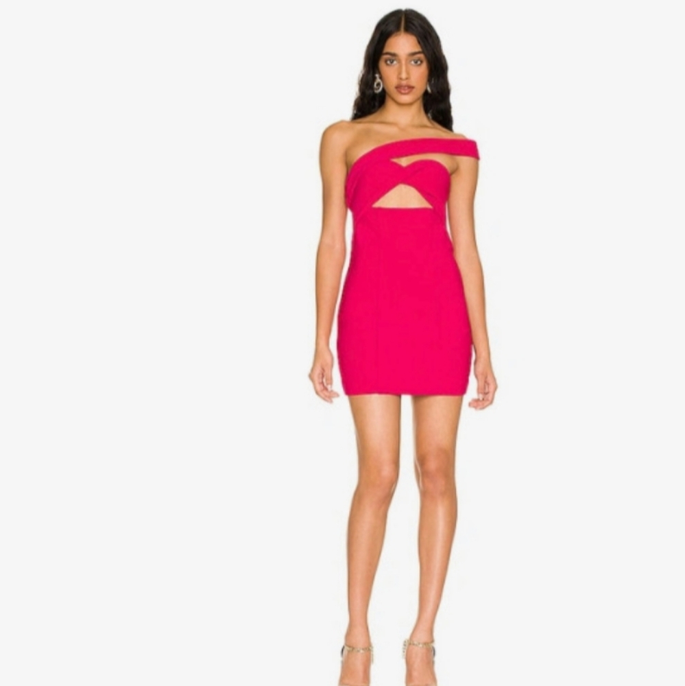 NBD Granada pink dress size medium NWT off the shoulder mini Revolve